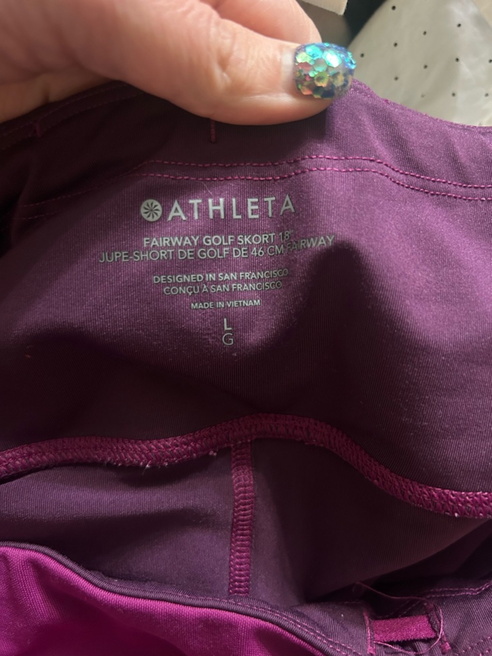 Athleta Fairway Golf Skort 18” Purple Berry Athletic Skirt Large EUC - Picture 2 of 5
